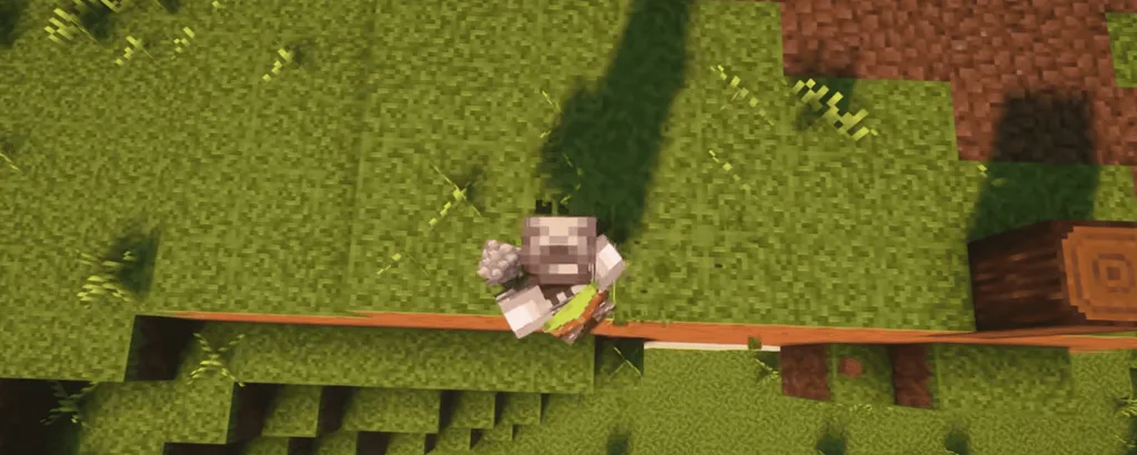 playing minecraft with matcha flavored package