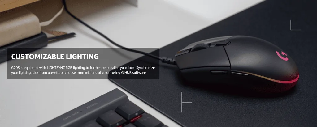 Logitech G203 Wired Gaming Mouse - Black