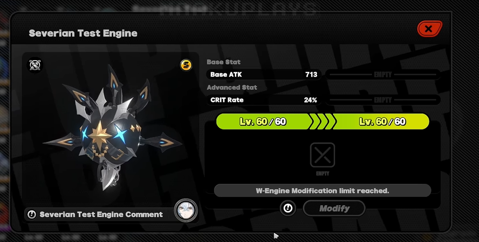 Icon illustration of Severian Lowell's signature W-Engine weapon from the Zenless Zone Zero Version 3.3 beta.