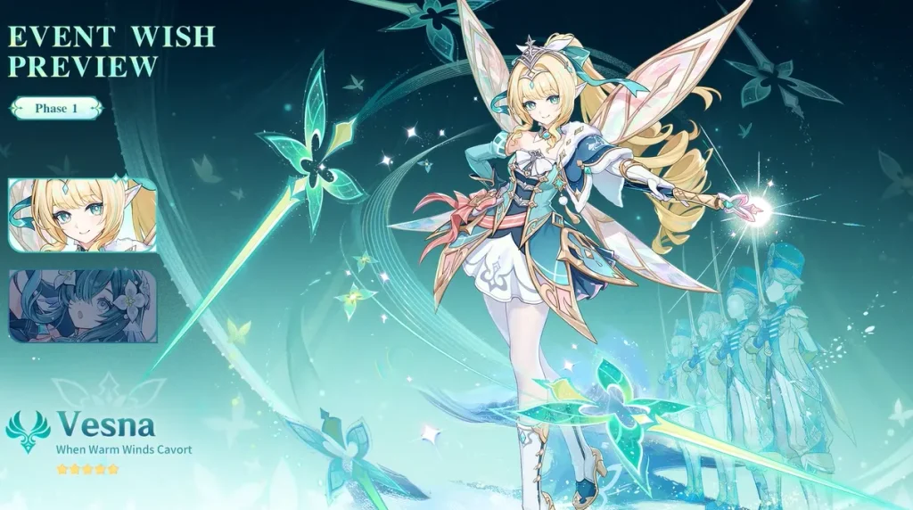 Vesna, a 5-star Anemo Sword character in Genshin Impact Version 7.1.