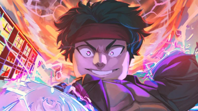 Anime action character surrounded by colorful energy effects