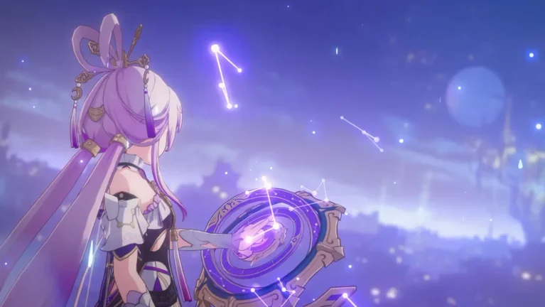 Honkai Star Rail character activating a glowing celestial device
