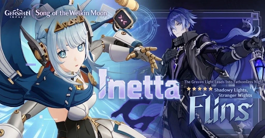 Ineffa and Flins character art in Genshin Impact