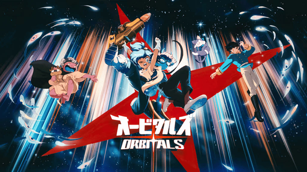 Orbitals key art featuring Maki, Omura and supporting characters